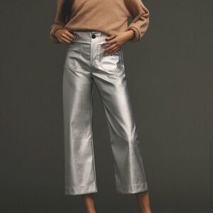 Maeve The Colette Cropped metallic vegan leather pants